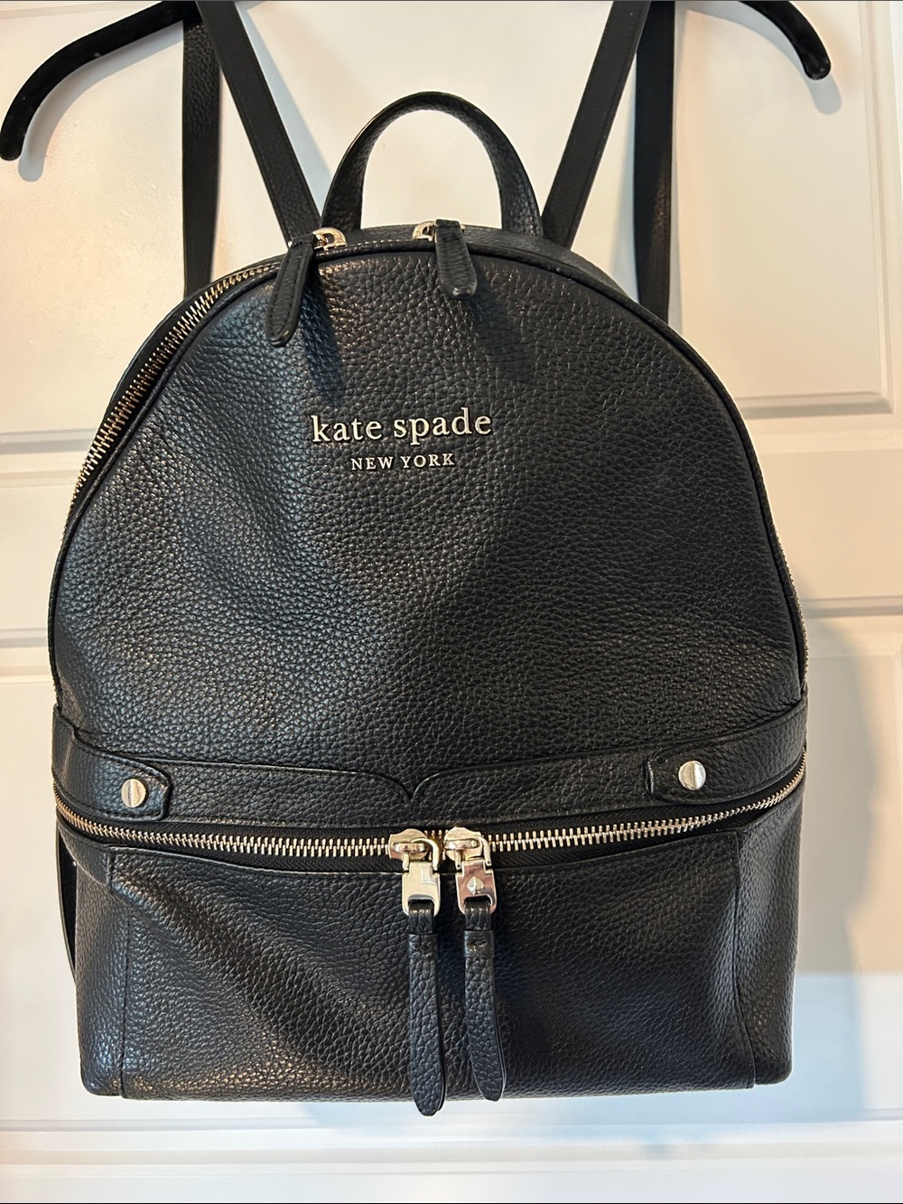 KATE SPADE Black Pebbled Leather Backpack purse